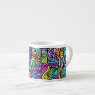Taza De Espresso Patrón Pintado A Mano Y Digitalmente Art. 5