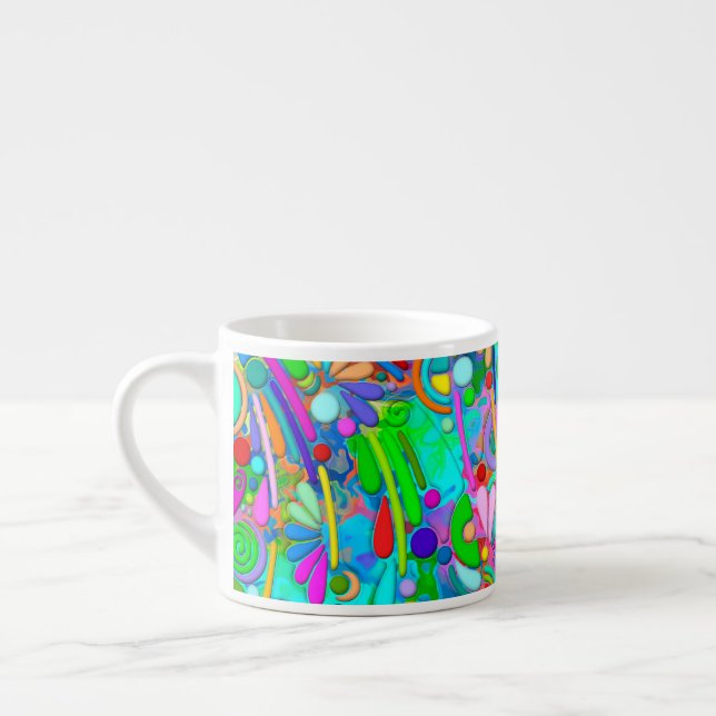 Taza De Espresso Patrón Pintado A Mano Y Digitalmente Artículo 18 (Izquierda)