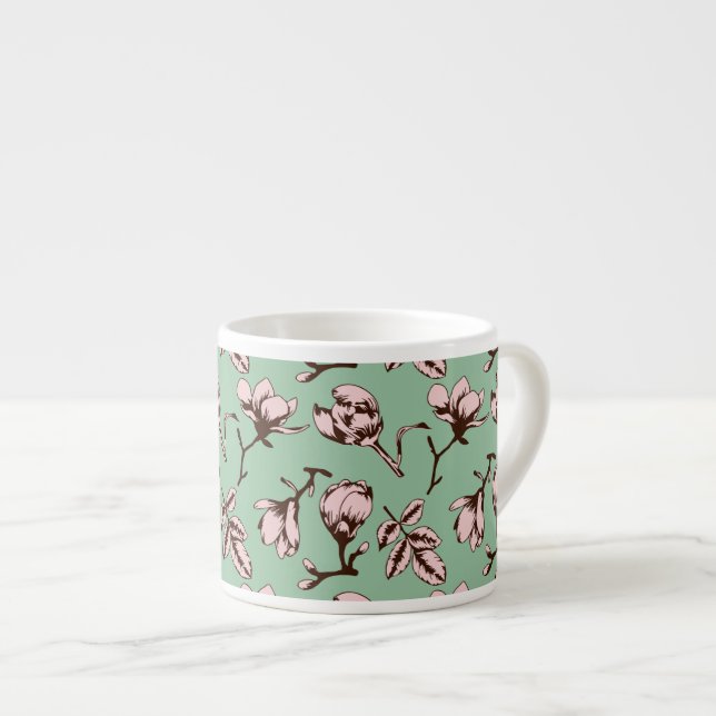 Taza De Espresso Patrón sin foco con brotes de flores de los árbole (Derecha)