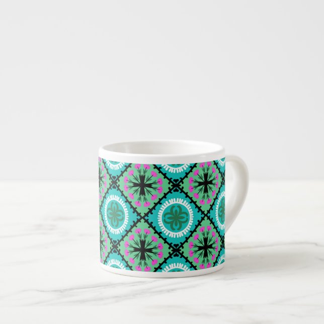 Taza De Espresso Patrón Suzani con motivos uzbekos y kazajos (Derecha)