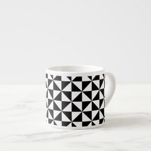 Taza De Espresso Patrón triángulo blanco y negro