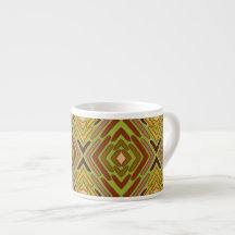 Patrón Tribal Étnico Rojo Verde Dorado