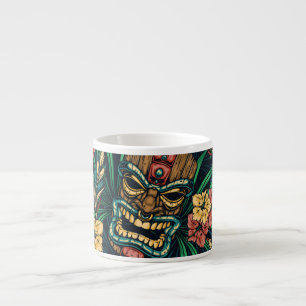 Taza De Espresso Patrón tropical hawaiano de la máscara tiki