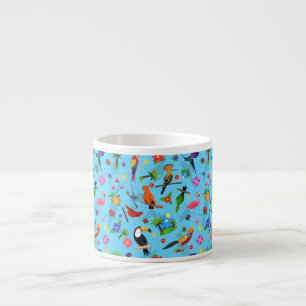 Taza De Espresso Patrón Turco De Aves Sin Mar Y Flamingo Y Arara