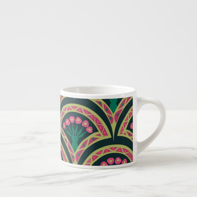 Taza De Espresso patrón verde en forma de concha (Derecha)