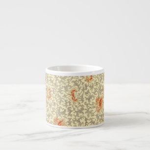 Taza De Espresso Patrón Vintage Owen Jones: Coral Floral Gris