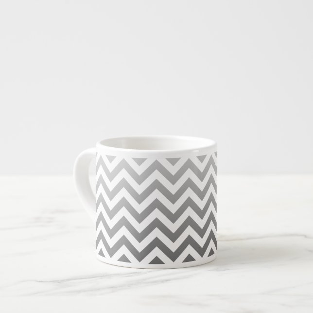 Taza De Espresso Patrón ZIGZAG - gradientes grises + tu trasero. (Izquierda)