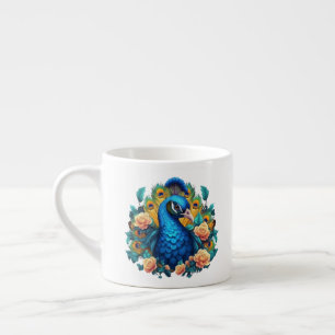 Taza De Espresso Pavo con rosas melocotón