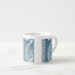 Taza De Espresso Pavo real azul Art Nouveau vintage