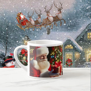Taza De Espresso Pequeña copa de niño de Santa Claus añada nombre o