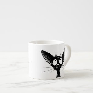 Taza De Espresso Pequeño arte lindo divertido del gato negro