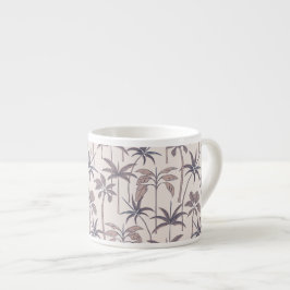 Taza De Espresso Pequeño Oasis: Línea fina botánica de palma terros