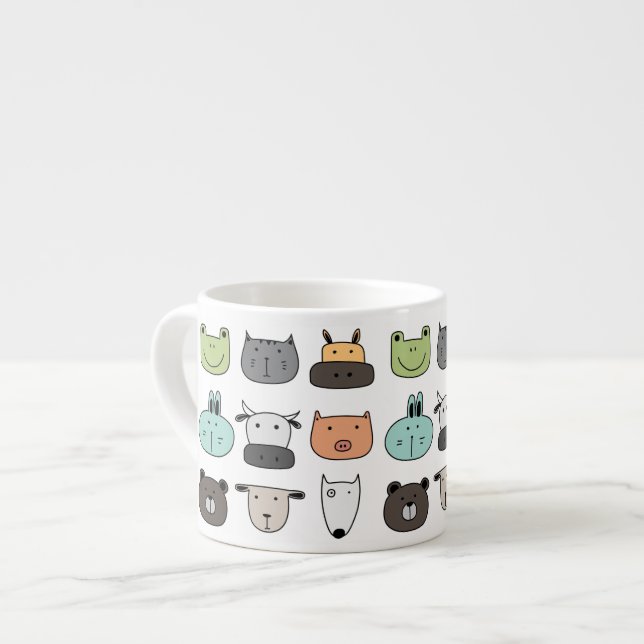 Taza De Espresso Pequeños niños Mug - Caras de animales (Izquierda)