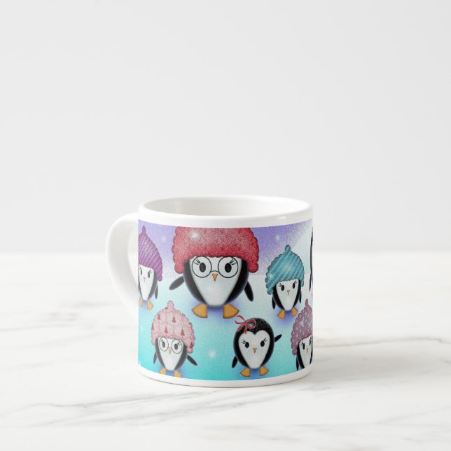Taza De Espresso Pequeños pingüinos divertidos (Izquierda)