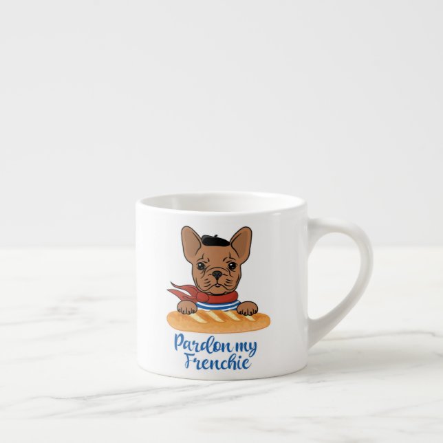 Taza De Espresso Perdonen mi francés - Divertido Bulldog francés (Derecha)