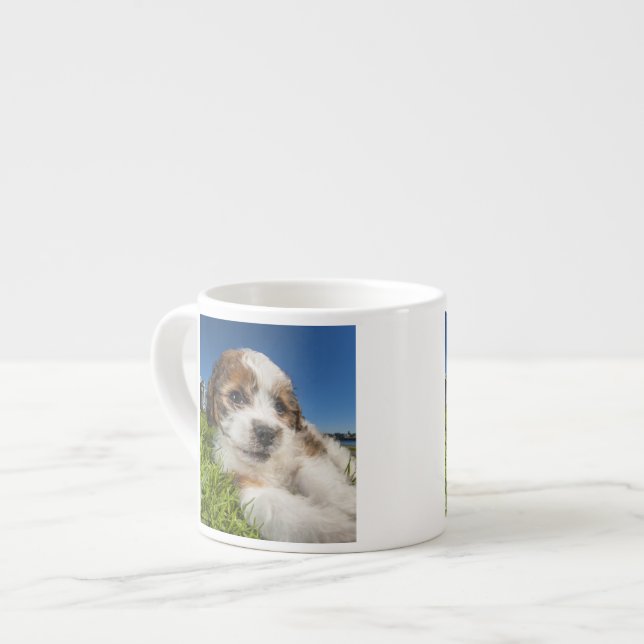 Taza De Espresso Perro de perrito lindo (Shitzu) (Izquierda)