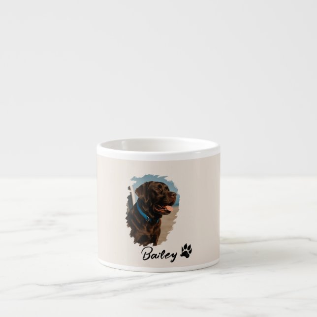 Taza De Espresso Perro Labrador de chocolate lindo - Bailey | Regal (Frente)