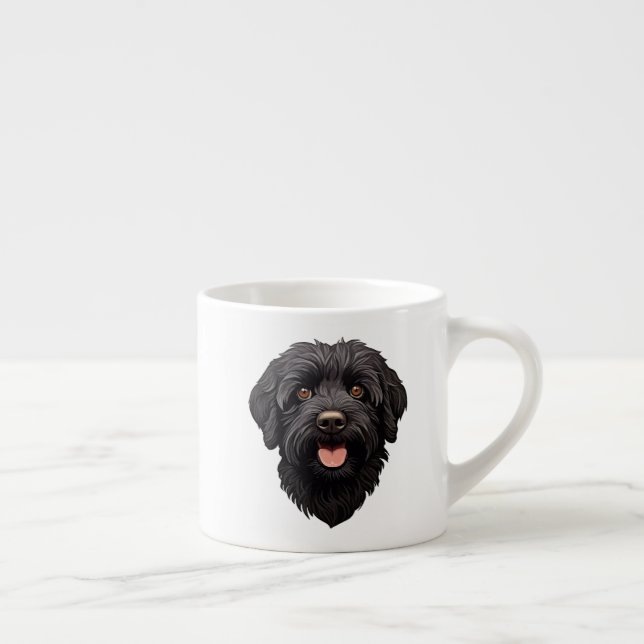 Taza De Espresso Perro negro Labradoodle (Derecha)