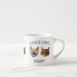 Taza De Espresso Perro personalizado con cara de gato, regalo de pe