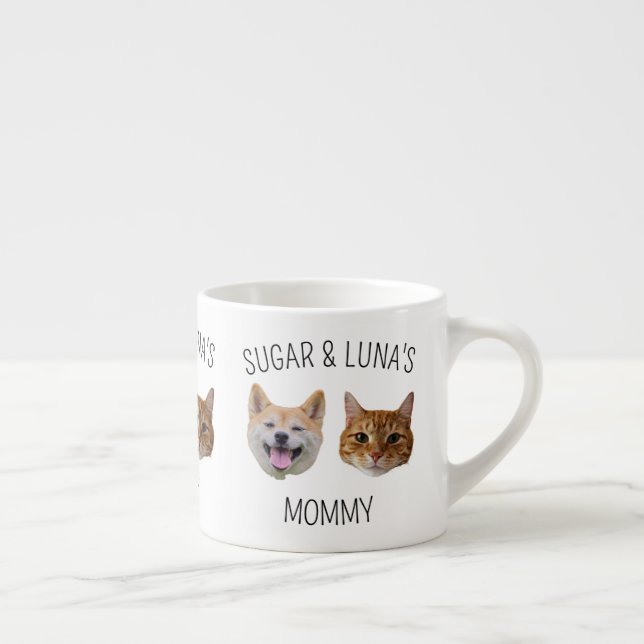 Taza De Espresso Perro personalizado con cara de gato, regalo de pe (Derecha)