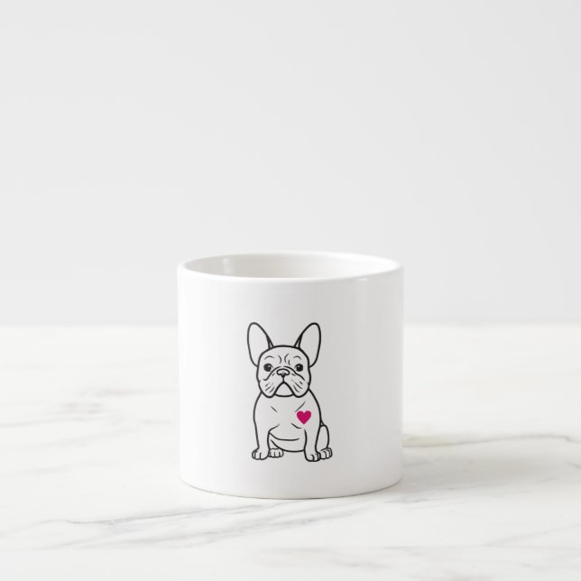 Taza De Espresso Perros amantes del corazón Bulldog francés (Frente)