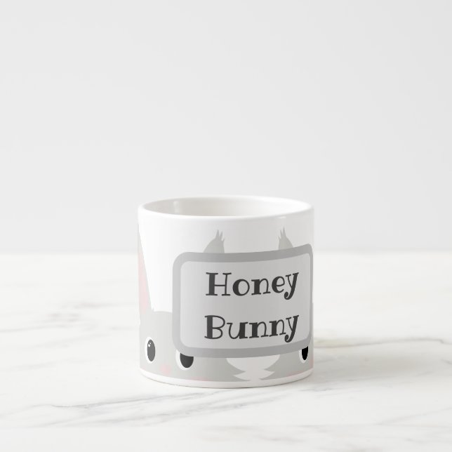 Taza De Espresso Personaliza el peluche de especialidad de conejito (Frente)