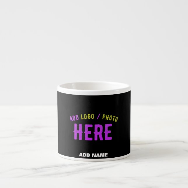 TAZA DE ESPRESSO PERSONALIZABLE MODERNO ESTILO NEGRO VERIFICADO MAR (Frente)