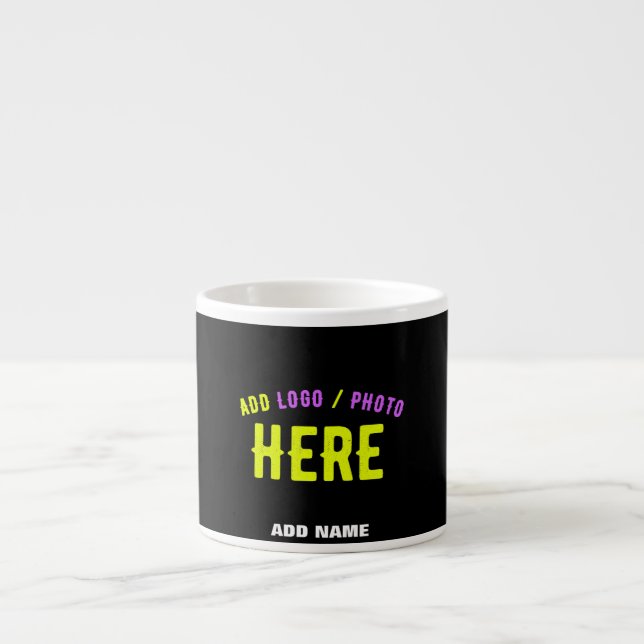 TAZA DE ESPRESSO PERSONALIZABLE MODERNO ESTILO NEGRO VERIFICADO MAR (Frente)