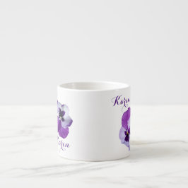 Taza De Espresso personalizable nombre Karen púrpura pansy