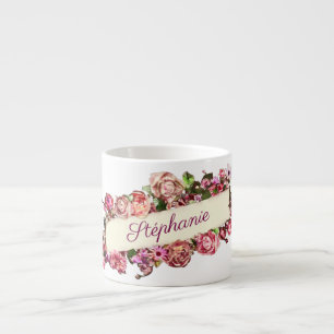 Taza De Espresso Personalizable vintage lindo floral femenino de da