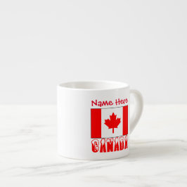 Taza De Espresso Personalización roja de la bandera canadiense Cana