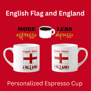 Taza De Espresso Personalización roja de la bandera de Inglaterra e