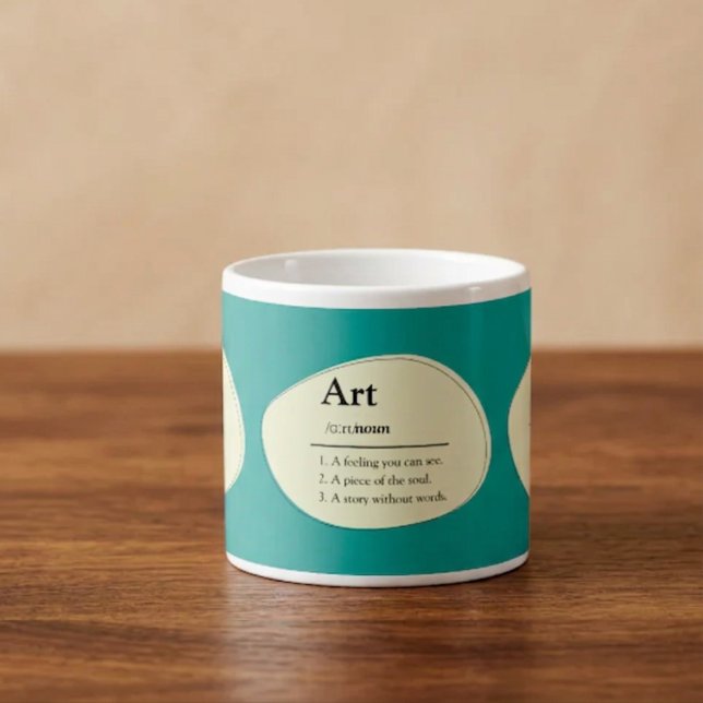 Taza de Espresso Personalizada al Estilo Diccionar (Fully customizable coffee mug for art lovers)