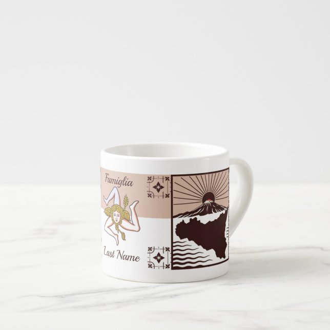 Taza de espresso personalizada de familia sicilian (Sicilian Family Espresso Cup Customize with your Family’s Last Name )