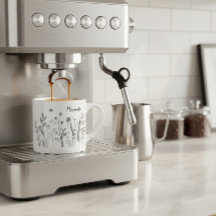 Taza de Espresso Personalizada Doodle Plantas Silv