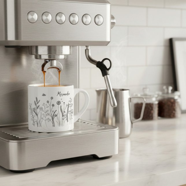Taza de Espresso Personalizada Doodle Plantas Silv (Subido por el creador)