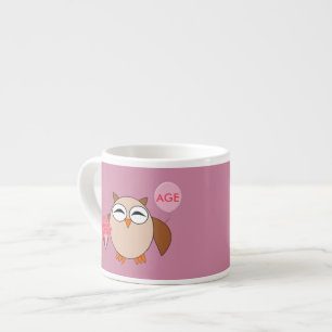 Taza De Espresso Personalizado Age Birthday Owl Espresso Mug