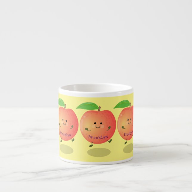 Taza De Espresso Personalizado amarillo de melocotón alegre (Frente)