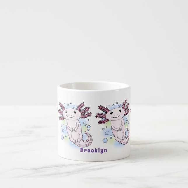 Taza De Espresso Personalizado axolotópico rosa adorable (Frente)