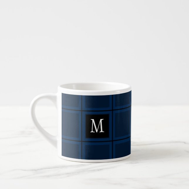 Taza De Espresso Personalizado azul de la Marina Oscura con tira in (Izquierda)