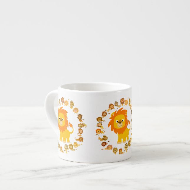 Taza De Espresso Personalizado Cute Lion Mandala Espresso Mug (Izquierda)