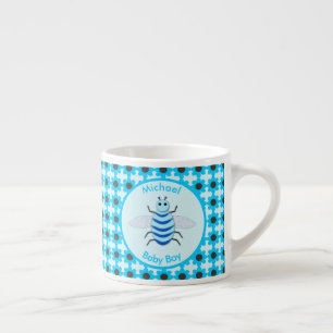 Taza De Espresso Personalizado de Abeja de Niño Azul