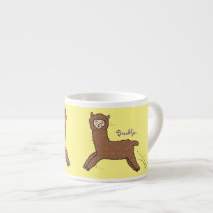 Taza De Espresso Personalizado de alpaca marrón feliz