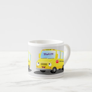 Taza De Espresso Personalizado de autobús escolar alegre y amarillo