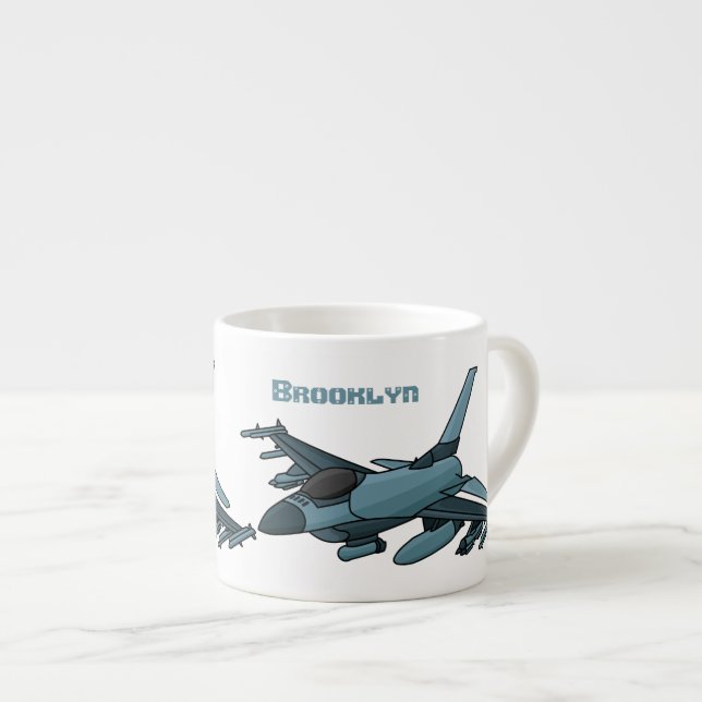 Taza De Espresso Personalizado de avión de combate militar (Derecha)