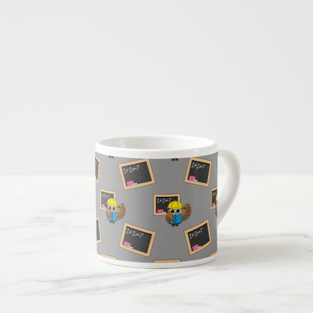 Taza De Espresso Personalizado de Búho Estudiantil Cute (Derecha)