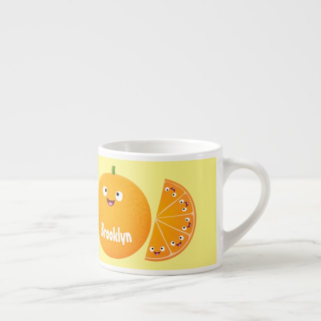 Taza De Espresso Personalizado de cítricos de feliz naranja (Derecha)