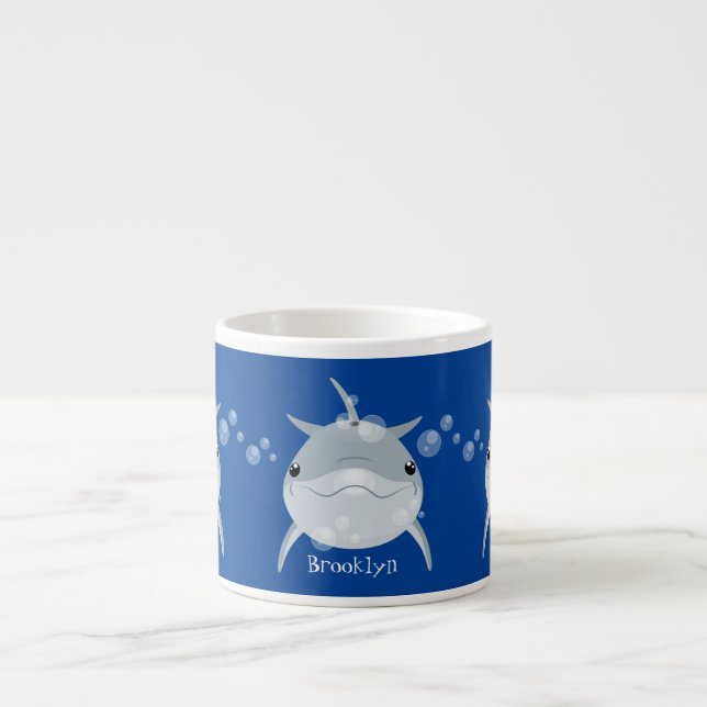 Taza De Espresso Personalizado de delfín kawaii feliz (Frente)