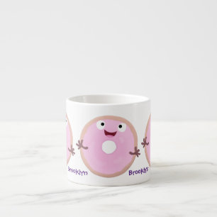 Taza De Espresso Personalizado de donut rosa alegre y brillante
