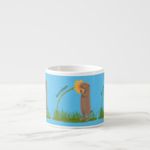 Taza De Espresso Personalizado de flor de esnifado de perro de prad